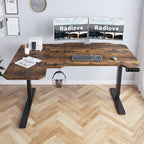 Radlove 59-Inch Large Electric Height Adjustable Computer L-Shaped Desk with Memory Controller Corner Standing Desk Modern Workstation with Splice Board Ergonomic Desk (Black Frame + Rustic Brown Top)