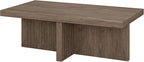 Henn&Hart 44" Fluted Rectangular Wood Pedestal Low-Profile Coffee Table for Living Room, Family Room or Office, Antiqued Gray Oak