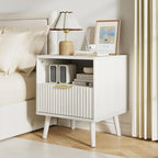 LYNSOM Fluted Dresser and Nightstand Sets 3 Piece, 7-Drawers Dresser and 1-Drawer Nightstands Set of 2, Wood Bedroom Furniture Set for Home, Bedroom, Hallway, White