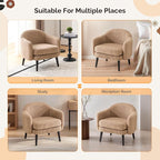 VINGLI 30.3" Wide Modern Barrel Accent Armchair with Track Armrest, Solid Wooden Legs, Comfy Upholstered Club Chair, Round Single Home Sofa for Living Room, Bedroom, Reading Room, Corduroy Khaki