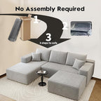 107.5" Cloud Sectional Couch with 1 Ottoman,Modern Modular Sofa with Deep Seat, Comfort U Shaped Sofa Couches for Living Room Bedroom Apartments,No Assembly Required, (Grey,Left Facing Chaise)