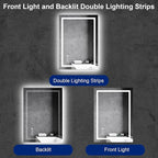 Awoco 20''x28'' LED Bathroom Mirror with Light, Lighted Vanity Mirror with Backlit and Front Light, Dimmable Anti-Fog Memory Function Lighted Mirror with 3 Colors for Bathroom Wall