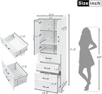 Tall Freestanding Storage Cabinet with 2 Doors & 3 Drawers, Multi-Purpose Organizer with Adjustable Shelf for Bathroom, Office, Living Room, White