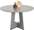 VEVOR Round Dining Table, 47 inch Wood Table for 4-6 Person, Farmhouse Circle Dinner Furniture, Rustic Leisure Tables with Thick Wooden Legs, for Home Kitchen Living Room, Grey (Only Table)