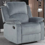 CANMOV Manual Recliner Chair Set of 2, Soft Fabric Overstuffed Recliner Single Sofa Chair for Living Room, Heavy Duty and Safety Reclining Mechanism (Blue Grey)