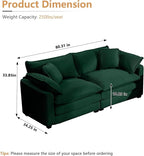mikibama Luxury 2 Piece Sofa Set, 2 Pieces of Loveseat Couch, Modern Corduroy Comfy Cloud Couches Set for Living Room Office with 4 Armrest Pillows and 4 Toss Pillows, Green