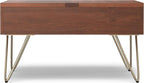 SIMPLIHOME Hunter Lift Top Coffee Table - 32 inch Wide Solid Mango Wood Industrial Square Cocktail Table in Umber Brown, Living Room Table with Dual Lift Tops, Hidden Storage and Gold Hairpin Legs