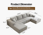 135.4" Cloud Sectional Couch with 1 Ottoman,Modern Modular Sofa with Deep Seat, Comfort U Shaped Sofa Couches for Living Room Bedroom Apartments,No Assembly Required, (Grey,Left Facing Chaise)
