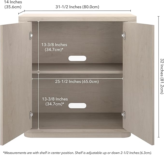 Henn&Hart 32" Wooden Accent Cabinet, Modern Sideboard Buffet Cabinet with Adjustable Shelf for Living Room, Dining Room, Bedroom or Entryway, Alder White