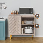 Scurrty 31.5" 3-Piece Sideboard Buffet Cabinet Set, Natural Log Color with Doors & Adjustable Shelves, Storage Cabinet for Living Room & Kitchen
