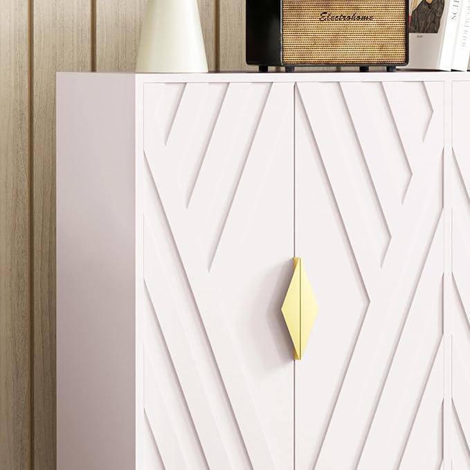 Sideboard Buffet Cabinets with Storage, 47.2" Modern Storage Cabinets with Relief Doors, Accent Cabinets with Adjustable Shelves, Wood Console Cabinet for Dining Living Room, Entryway, White