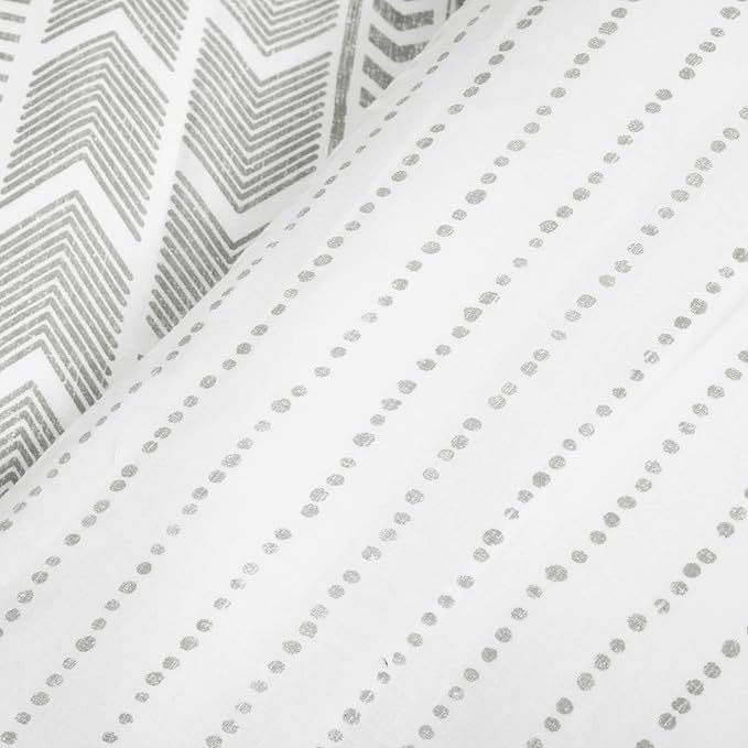 Lush Decor Hygge Geo Reversible 3 Piece Cotton Duvet Set, King, Gray & White