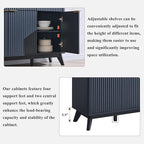 OKD 60" Fluted Buffet Sideboard Cabinet with Storage, Morden Credenza Buffet Table Coffee Bar Storage Cabinet with 4 Doors and 3 Drawers for Dining Room, Living Room,Hallway (Dark Grey)