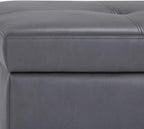 SIMPLIHOME Oregon 42 inch Wide Contemporary Rectangle Storage Ottoman Bench with Tray in Stone Grey Vegan Faux Leather, Assembled, For the Living Room, Entryway and Family Room