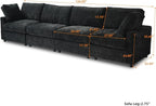 WJShome Modern Sectional Sofa 134 Inch 4-Seater Cloud Couch with Chenille Deep Seat Couches for Living Room, Bedroom and Apartment，Black