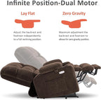 MCombo Dual Motor Power Lift Recliner Chair for Elderly, Lay Flat Lift Chair with Heat and Massage, Petite Lift Chair, Cup Holders, USB A&C Ports, Fabric 7893 (Small, Coffee)