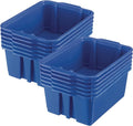 Really Good Stuff-160074BL Stackable Plastic Book and Organizer Bins for Classroom or Home Use – Sturdy, Colored Plastic Baskets (Set of 12)