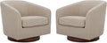 CHITA Swivel Accent Chair, FSC Certified Upholstered Fabric Barrel Chair for Living Room Set of 2, Fully Assembled, Flax Beige