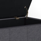 SIMPLIHOME Dover 36 inch Wide Contemporary Rectangle Storage Ottoman Bench in Slate Grey Linen Look Fabric, Assembled, for the Living Room, Entryway and Family Room