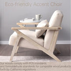 INZOY Mid Century Modern Accent Chair Set of 2 with Wood Frame, Upholstered Armchair with Waist Cushion, Accent Chair for Living Room Bedroom Apartment, Easy Assemble, Beige