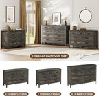 LYNSOM Farmhouse 9 Drawer Dresser for Bedroom, 55 Inch Wide Wood Rustic Chest of Drawers with X-Marking & Bar Handle, Large Storage Dressers Organizer for Bedroom, Living Room, Dark Rustic Oak