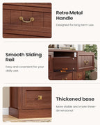 AOGLLATI Farmhouse 9 Drawers Dresser for Bedroom, 63" Wide Wood Rustic Chest of Drawers with Natural Texture, Vintage Design, Long Wide Storage Dresser for Bedroom, Oak Brown