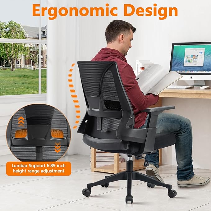 CLATINA 500lbs Big and Tall Office Chair Heavy Duty Mesh Ergonomic Computer Chairs with Adjustable Lumbar Support and Wide Comfy Seat for Home Office Conference Heavy People, Black(4 Pack)