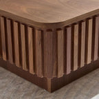Square Lift-top Coffee Table for Living Room, Fluted Coffee Tables with Hidden Storage, Solid Wood Veneered Modern Tea Center Table for Small Space Apartment (Walnut-35.43''D×14.57''H)