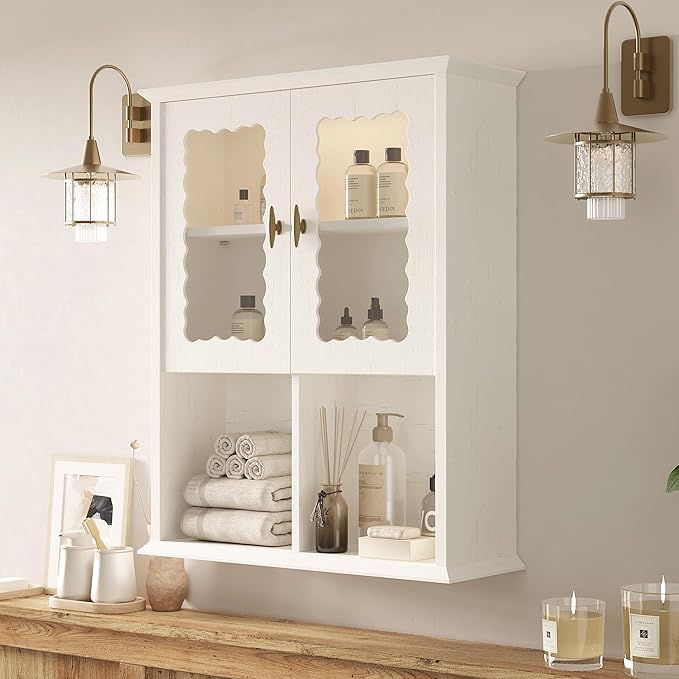 CJL Bathroom Wall Cabinet with Motion Sensor Led Light, Over The Toilet Storage Cabinet, 23.6'' x 29.5'' Medicine Cabinet of Mid-Century Modern Design with Acrylic Door, White