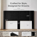 mopio Brooklyn 80.8" Headboard Only, Wood Headboard, Modern Farmhouse, Boho, Wall Mount, Fluted Panel, Wingback Design (Black Oak, King)