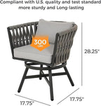 Grand patio 7-Piece Outdoor Dining Set for 6, Patio Dining Furniture Set for 6 Swivel Rope Wicker Chairs & 1 Extendable Rectangular Dining Table, Light Gray Brown