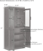 Crosley Furniture Essen Glass Door China Hutch Kitchen Pantry Storage Cabinet with Doors and Shelves, Black