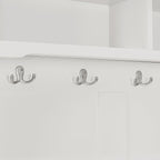 Crosley Furniture Campbell Hall Tree with Storage Bench and Coat Rack Hooks for Hanging, White