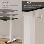 FLEXISPOT EN1 One-Piece Standing Desk, 40 x 24 Inches Large Height Adjustable Desk, Electric Sit Stand Desk Home Office Table Computer Workstation (White Frame + Black Desktop, 2 Packages)