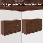 Bigbiglife Wood Dresser for Bedroom, 6 Drawer Double Dresser, Mid Century Modern Chest of Drawers with Deep Drawers, Large Storage Organizer for Living Room, Closet(Walnut Brown)