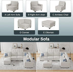 Legend Vansen Modular Sectional Sofa U Shaped Couch with Ottoman Modern Reversible Corner Sectional Couch for Living Room (Cream, U Shaped Sofa-2)
