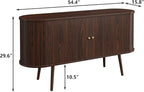 Furniouse 54.4''W Buffet Cabinet with Storage Fluted Sideboard Cabinet with Doors & 4 Shelf Storage for Living Room, Hallway, Kitchen, Mahogany