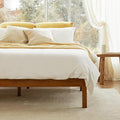 LIFEMENT Classic Wood Platform Bed Frame, Essential, Noise Free, Under Bed Storage, No Box Spring Needed, Easy Assembly (Cherry, Queen (U.S. Standard))