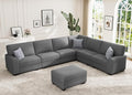 Wanderwell Oversized Modular Sectional Sofa, 7-Seater U Shaped Couches with Movable Ottoman,Corduroy Sectional Couch with Wide and Deep Seats Suitable for Living Room,Bedroom,Apartment (Grey, L-7)