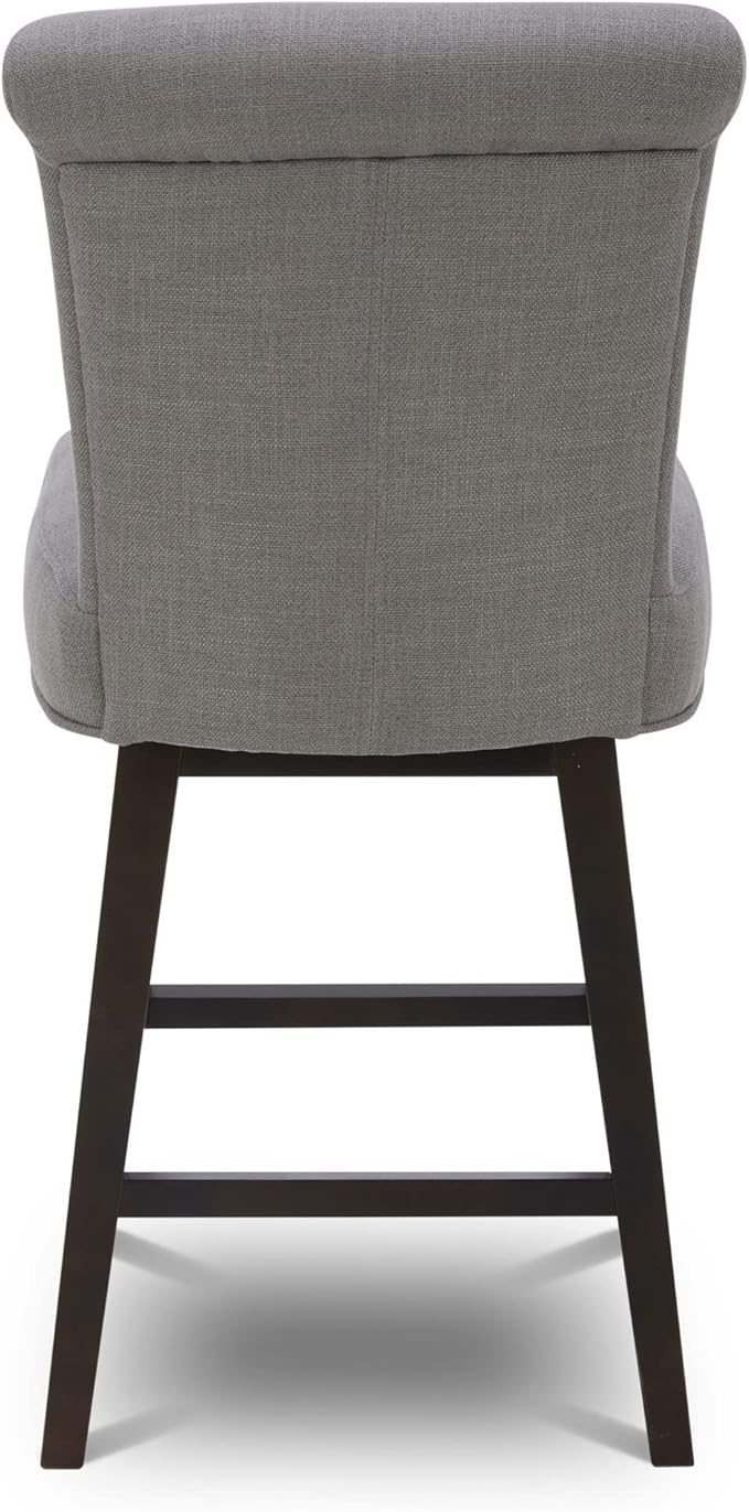 CHITA 26 Inch Counter Height Swivel Bar Stools Set of 2, FSC Certified Modern Fabric Swivel Barstool Chair with Back, Flint Grey
