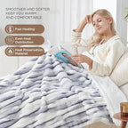 Westinghouse Electric Blanket Heated Throw, Super Cozy Luxury Faux Fur & Sherpa with 6 Heating Levels & 2-10 Hours Auto Off, Fast Heating & Overheat Protection, 50x60 Inch, Blue Gray