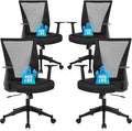 CLATINA Home Office Chair Ergonomic Desk Chair Mesh Computer Chairs with Armrests Executive Rolling Wheels Swivel Heavy Duty Chairs Office, Home, Black 4 Pack