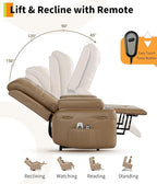 GarveeHome Electric Lift Recliner Chair - Heat and Massage, PU Leather Power Lift Recliner for Elderly & Mobility Impaired, Adjustable Back and Legs, Heavy Duty Lift Chair for Seniors