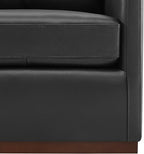CHITA Genuine Leather Swivel Accent Chair, FSC Certified Mid Century Modern Arm Chair for Living Room and Bedroom, Fully Assembled, Black