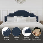 Hillsdale Cynthia Upholstered King Adjustable Headboard, Navy