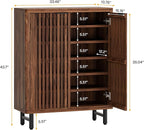 Tribesigns 6-Tier Farmhouse Shoe Cabinet with Shutter Doors, Wooden Shoe Organizer Rack with Adjustable Shelves, Modern Large Hidden Storage Furniture for Entryway, Hallway (Brown&Black)