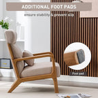 ANJHOME Mid Century Modern Accent Chair with High Back, Single Lounge Armchair with Solid Wood Frame, Comfy Reading Chair for Living Room, Easy Assembly