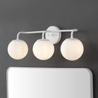 JONATHAN Y JYL3536D Louis Parisian Globe 25" 3-Light Metal/Frosted Glass Modern Contemporary LED Vanity Light Midcentury, Glam, Transitional, Bathroom, Powder Room, Dressing Room, Bedroom, White