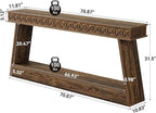 LITTLE TREE 70.87" Long Farmhouse Console Table, 2-Tier Shelf Narrow Accent Entryway Sofa Table for Living Room, Behind Couch, Hallway - Dark Brown
