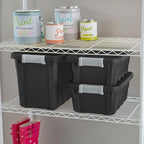 Sterilite 24-Pack Plastic Storage Bins with Lids, Stackable Containers, 4 Gallon, Black